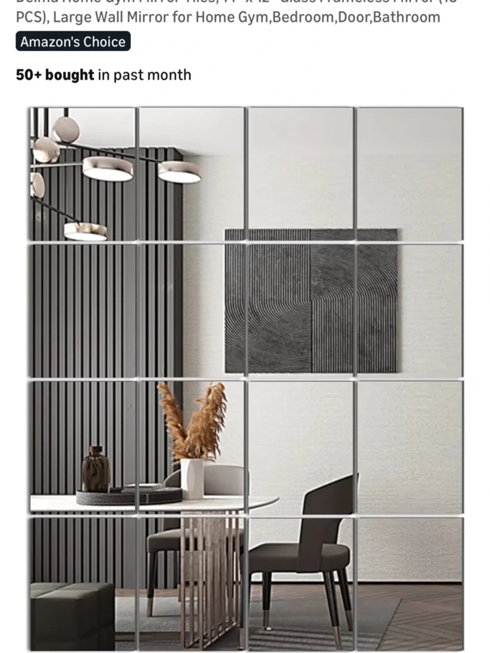 Frameless Grid Wall Mirror Panels - Modern Decorative Mirror (Silver)